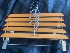 Lot Of 5 Vintage Classic BEBE Bottom Pant Wooden Clothes Hangers