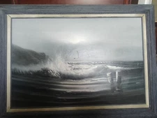 Ocean Seascape Mid Century  Impressionist Signed Taylor Oil On Canvas/ Original 