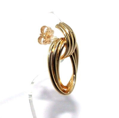 Orecchini A Cerchio Ovali In Oro Giallo Su Argento Sterling 9kt - Foto 9