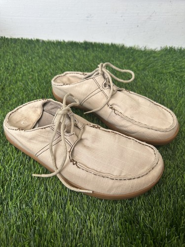 Olukai Herren EUC Ohana Größe 10 Schnürschuhe Twill Freizeit Sneaker Slipper Gr. Canvas Elfenbein