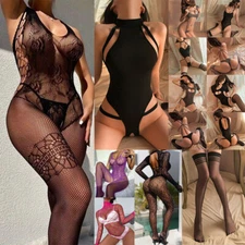 Women Bodysuit Sexy Lingerie Fishnet Body Stocking Babydoll Nightwear Sleepwear