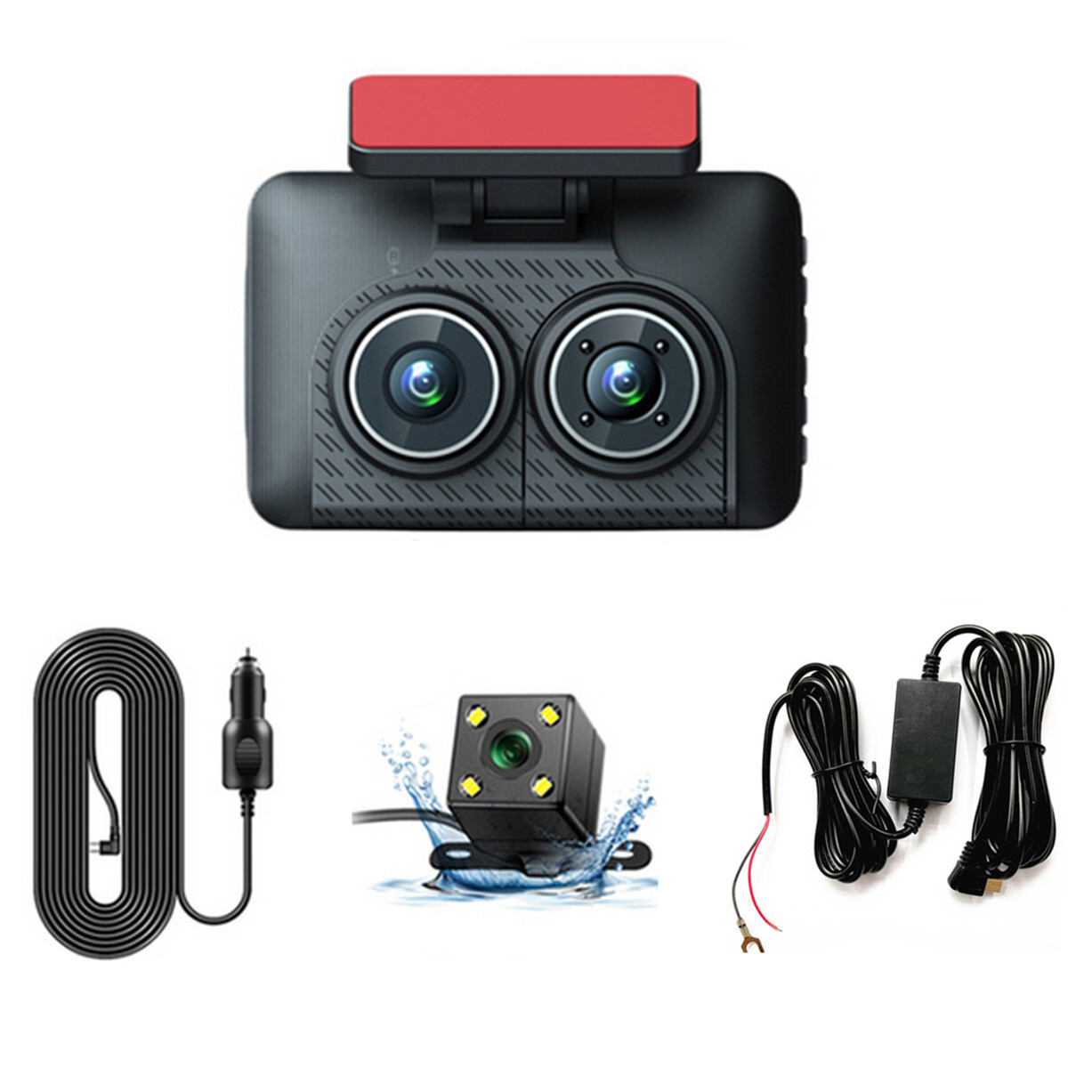 Dash Cam with Night Vision, 3 Lenses, 170° View, Parking Monitor, Car DVR-image