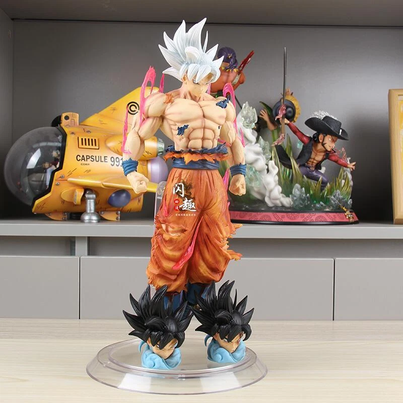 Anime Super Saiyan Son Goku Ultra Instinct White Hair Stand 35cm Statue Figure - Image 3 of 4