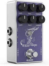 Donner White Tape Delay Effects Pedal With Echo Effect 2 Channels True Bypass