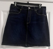 Harper Women  s Blue Denim Mini Skirt Button Pockets Regular Size L