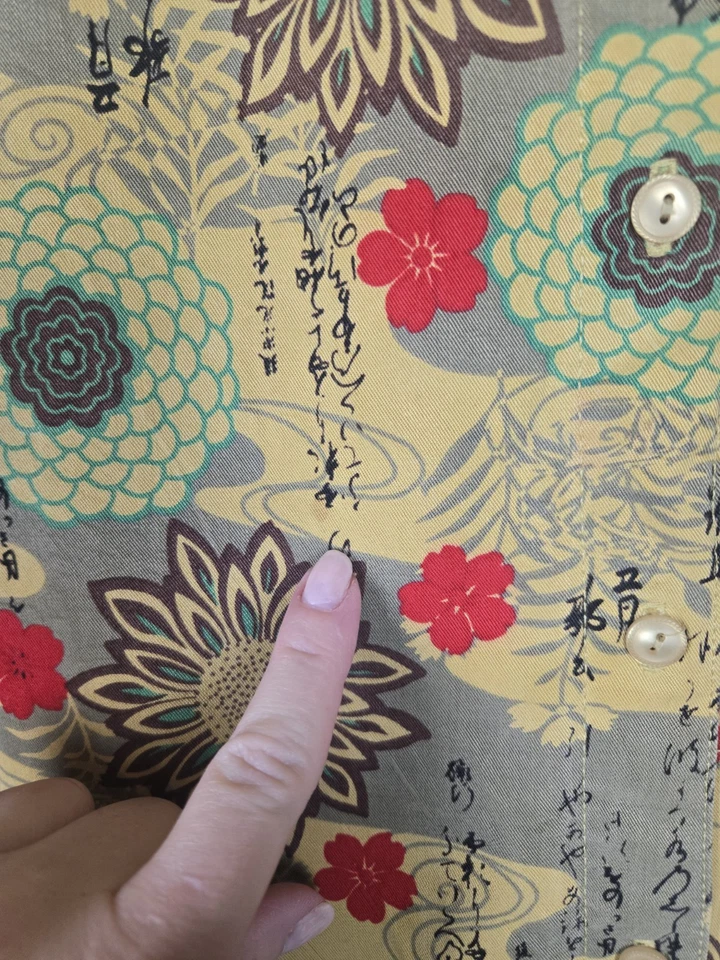 Camisa Blusa Top Tianello Floral Asiática Mediana Mezcla Tencel Abotonada Para Mujer Foto 3 de 4