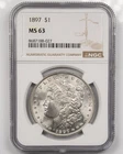 Certified 1897 Morgan Silver Dollar NGC MS63 $1