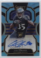 2018 Panini Select Rookie Signatures Light Blue Prizm /49 Gus Edwards Auto xr1