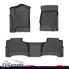 Fit For 2014-18 Silverado Sierra 1500 Crew Cab TPE Floor Mats Liners All Weather