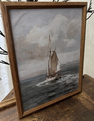 15x12  Sailboat Unique Vintage Rustic Art Print In Vintage Frame