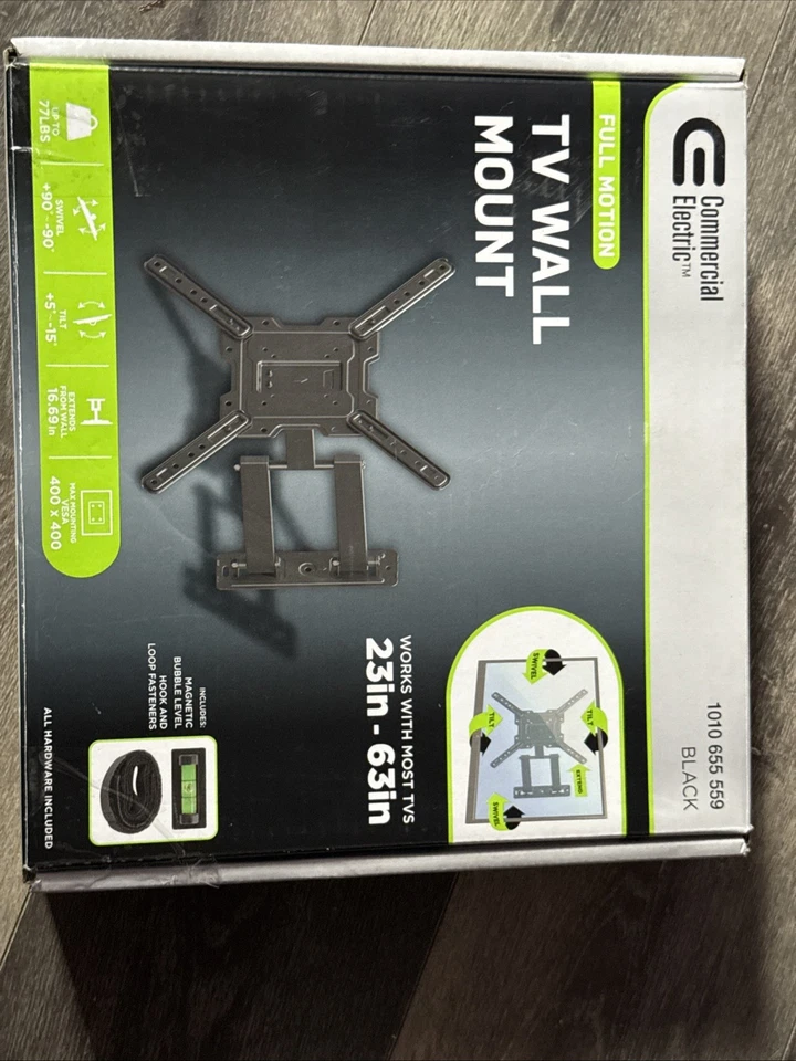 Eléctrico comercial 23 pulgadas - 63 in. Soporte de pared para TV Full-Motion, negro Foto 2 de 3