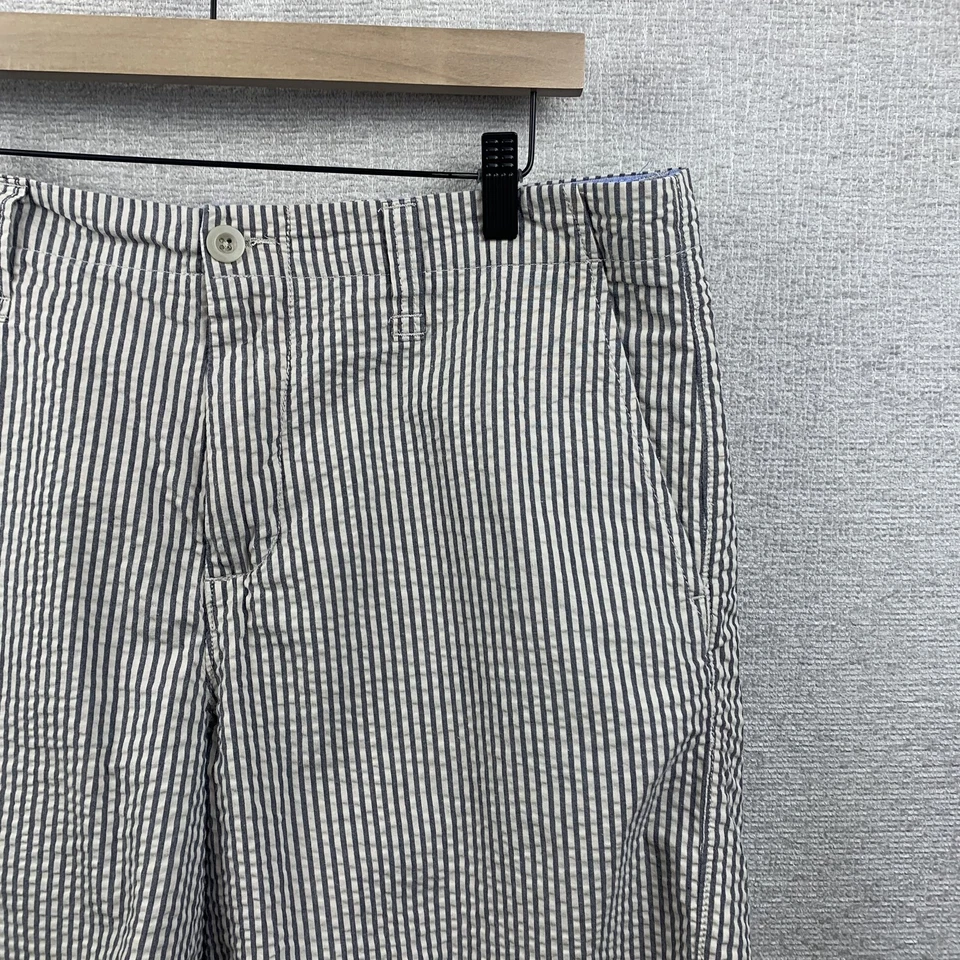 Pantalones Cortos Merona Para Hombre 36 Azul Blanco Seersucker Algodón Informal Rayas Verano Preppy Foto 4 de 4