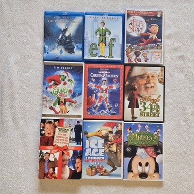 Christmas DVD & Blu-ray Lot Of 12 Movies- Home Alone, Grinch, Polar Express, Etc