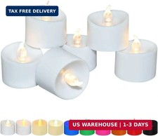 12/24/50/100/200 Pack Flickering LED Tea Lights, Last 100H , Warm White