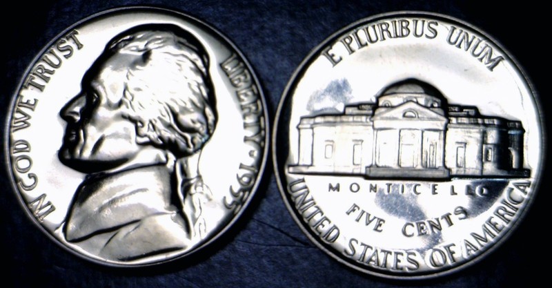 1955 GEM PROOF Jefferson Nickel Coin NICE SUPERB FLASHY PRF Lot #70  FREE SHIP