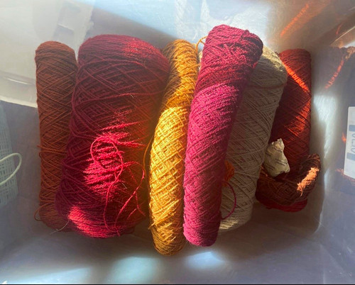 Lot of Rug Yarn Cones - Red Burgundy Gold Beige Assorted Yarn fall Colors