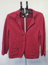 Talbots 3 Button Blazer Jacket Fire Red Front Pockets Women's Size Large Knit