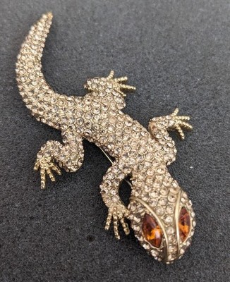 Bernstein Augen, Kristall Eidechse Reptil Brosche Anstecknadel