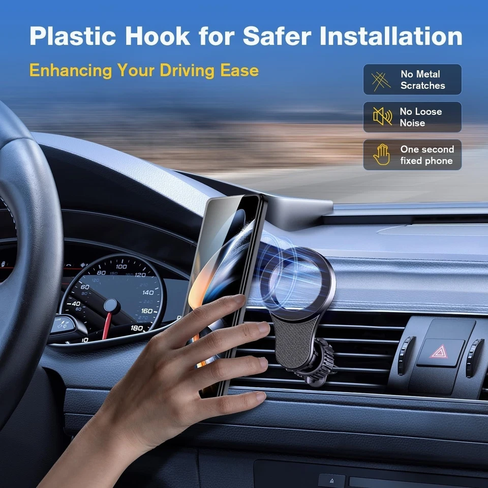 Universal Magnetic 360° Rotation Air Vent Car Mount Dashboard Phone Holder Truck - Image 4 of 4