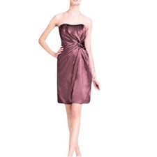 Davids bridal 6 purple satin strapless party mini wedding baby shower glam dress