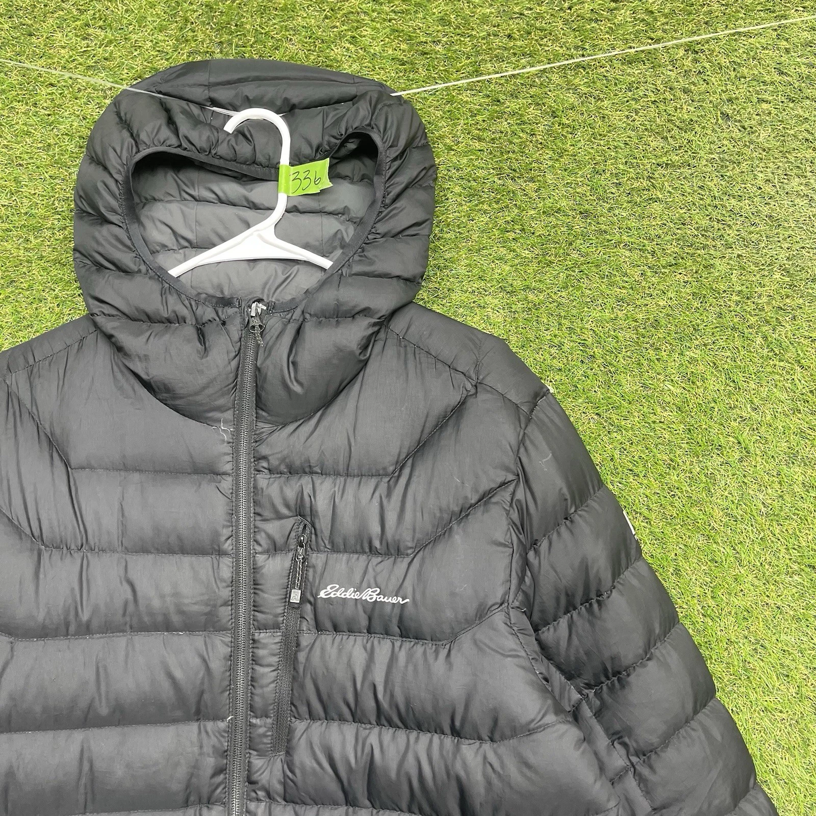 Eddie Bauer EB650 Down Puffer Jacket Mens Large Hooded Zip Up Winter Gorp - product detail image 3