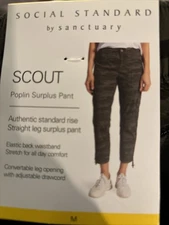 Womens Cargo Social Standard by Sanctuary Scout Poplin Surplus Pants Medium New