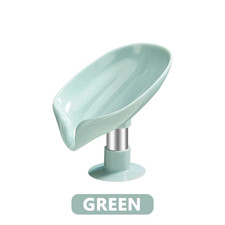 Soap Holder Drain Water Soap Dish Leaf Shape Soap Box Shower Soap Drainer Suctio
