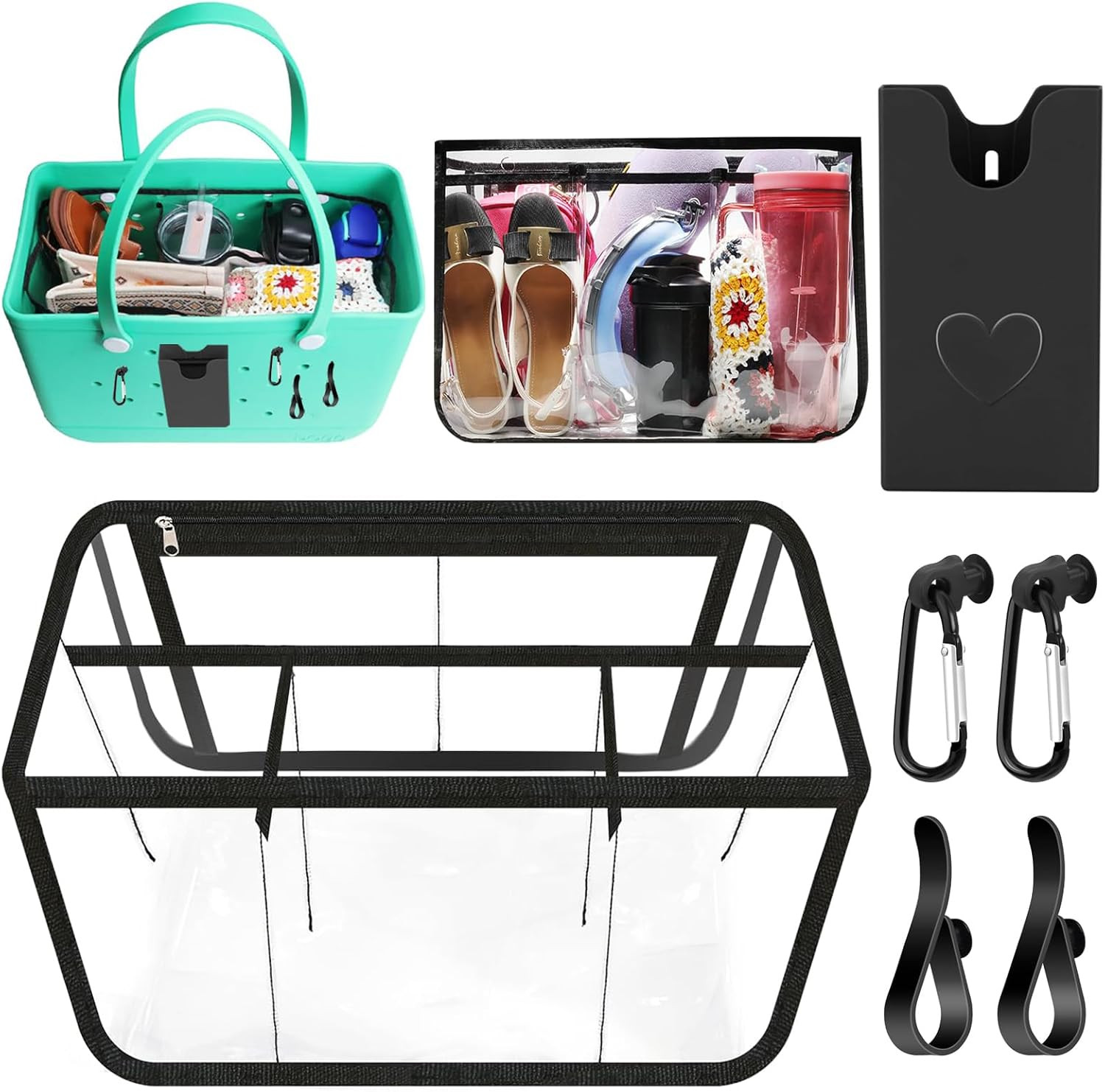 6 PCS Beach Bag Organizer Accessories for Bogg Bag X Large Storage Bag with Phon