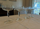Set of 4 Vintage Etched Glass Floral Pattern Champage Glasses-Glastonbury Lotus? — photo 1