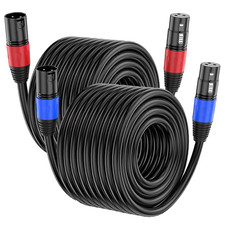 XLR Cable 50Ft 2 Packs - Premium Balanced Microphone Cable with 3-Pin XLR Male t