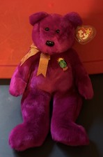 Ty Beanie Buddies Purple Plush Millennium Bear 13 Inches Long Vintage 2000