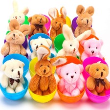 12 Pack Prefilled Easter Eggs with Stuffed Animals,3.15" Plastic Easter Eggs ...