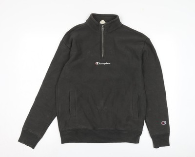 Herren-Sweatshirt UK XS Regular Champion schwarz 1/4-Reißverschluss
