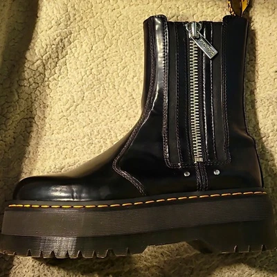 Dr. Martens 2976 Max, Black Leather Zip Chelsea Ankle Boots UK 7