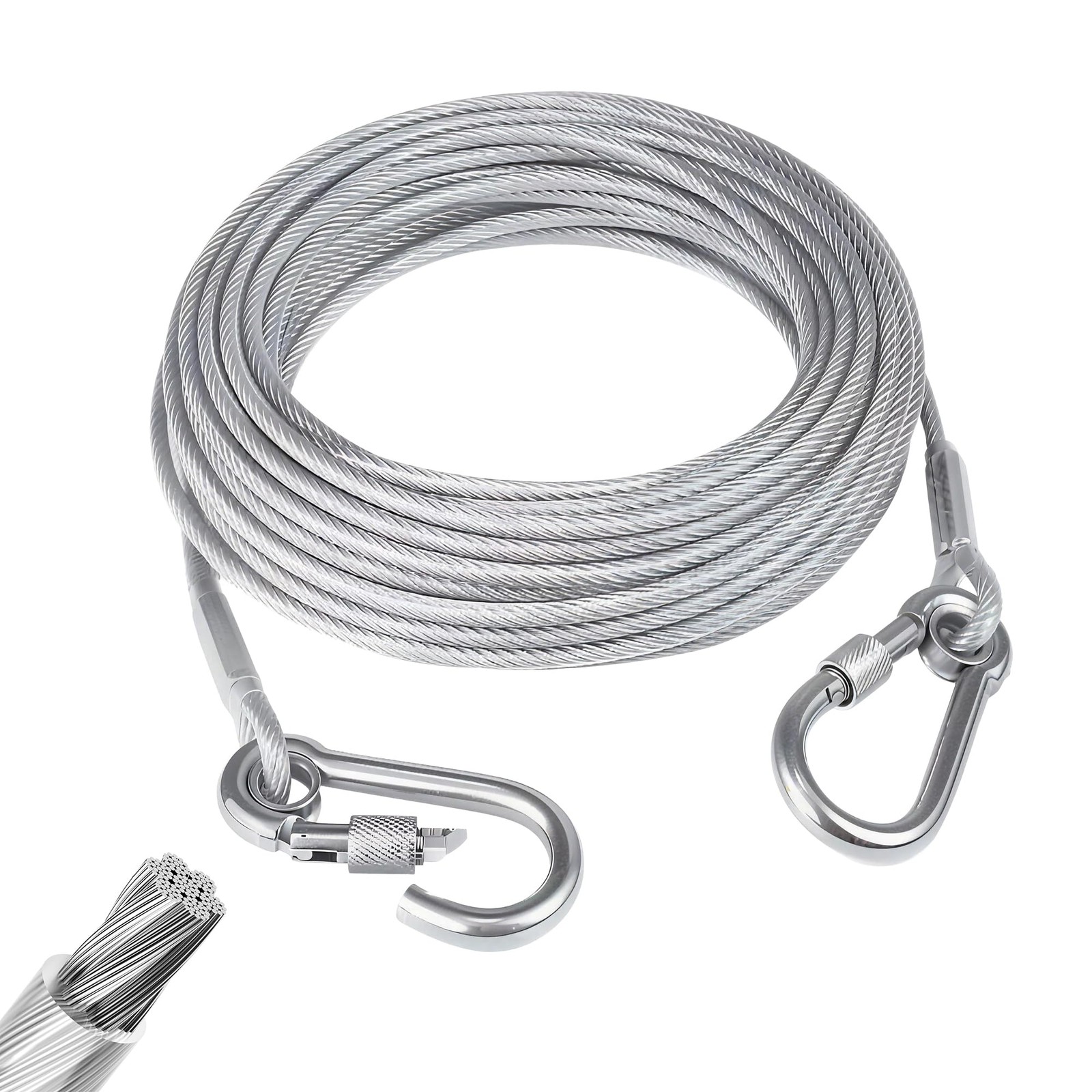 YOUNEEDFUL 1/5'' Outdoor Clothesline,Heavy Galvanized Steel 33ft, Silver
