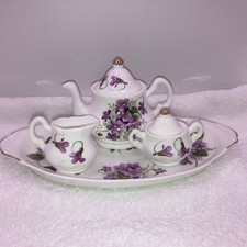 Hammersley Victorian Violets Miniature Tea Set With Rare Tray