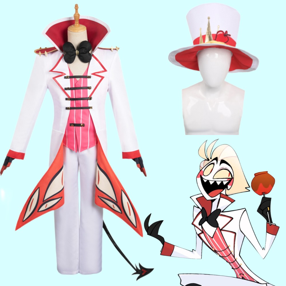 Hazbin Hotel Lucifer Morningstar Cosplay Costume Halloween Uniform Full  Set/Hat