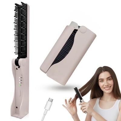 Cordless Hair  Straightener Brush - FOLDABLE - Travel Design