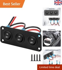 3 Gang Rocker Switch Panel, Waterproof Round SPST 2 Pin Toggle On/Off Switch ...