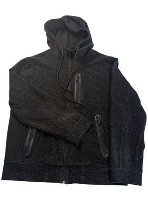 KARL LAGERFELD PARIS Hooded Full Zip Jacket Mens Medium Dark Gray Zip Pockets