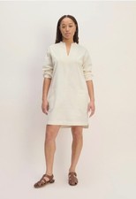 NWT Everlane The Long-Sleeve Utility Mini Dress in Bone size Large 