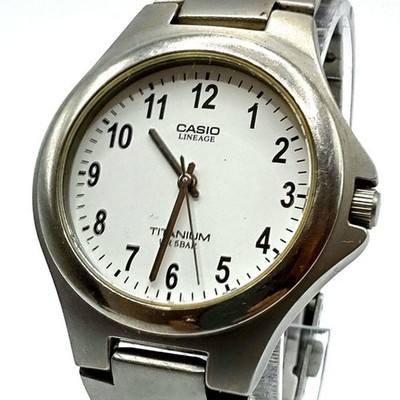 Casio Lineage LIN-163 Watch Quartz Titanium White Dial Case 4.5x3.9 cm