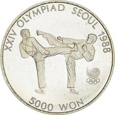 [#954479] Coin, KOREA-SOUTH, 5000 Won, 1987, BE, MS(65-70), Silver, KM:66