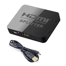 Plug&Play 1 in 2 Out HDMI Splitter 1080P 4K Adapter Amplifier With USB Cable C