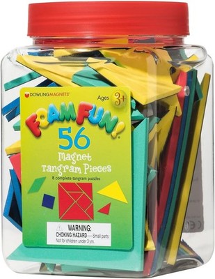 Dowling Magnets Foam Fun Magnets Pattern Blocks, Assorted, Pack Of 56 Blocks