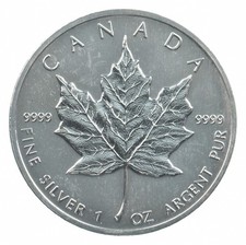 Better Date - 1989 Canada 5 Dollars - 1 Oz Maple Leaf World Coin- Silver *944