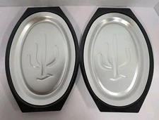 Nordic Ware Fajita Plate Hot Plate Cactus Pattern Set Of 2 Aluminum And Black
