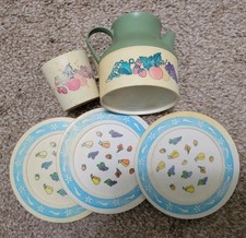 Toy Serving Set Fruit Pattern 5 Pieces Vintage Chilton Globe 1970's