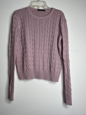 Brandy Melville Womens Ribbed Pullover Knit Sweater Pink Mauve 100% Cotton  XS S?