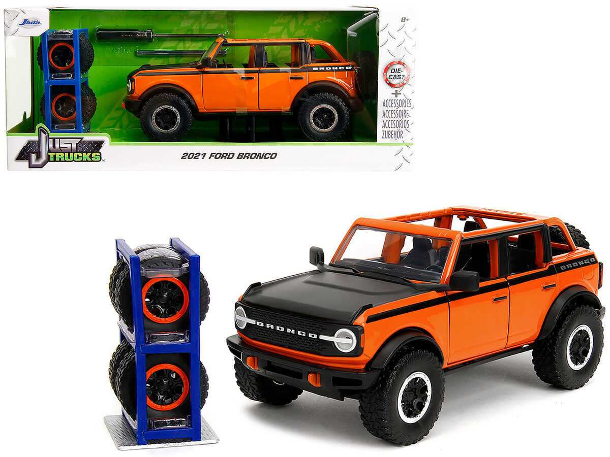 ミニカー 1:24 2021 Ford Bronco Open Top Jada 2021 Ford Bronco Open-Top Orange & Extra Wheels 1/24